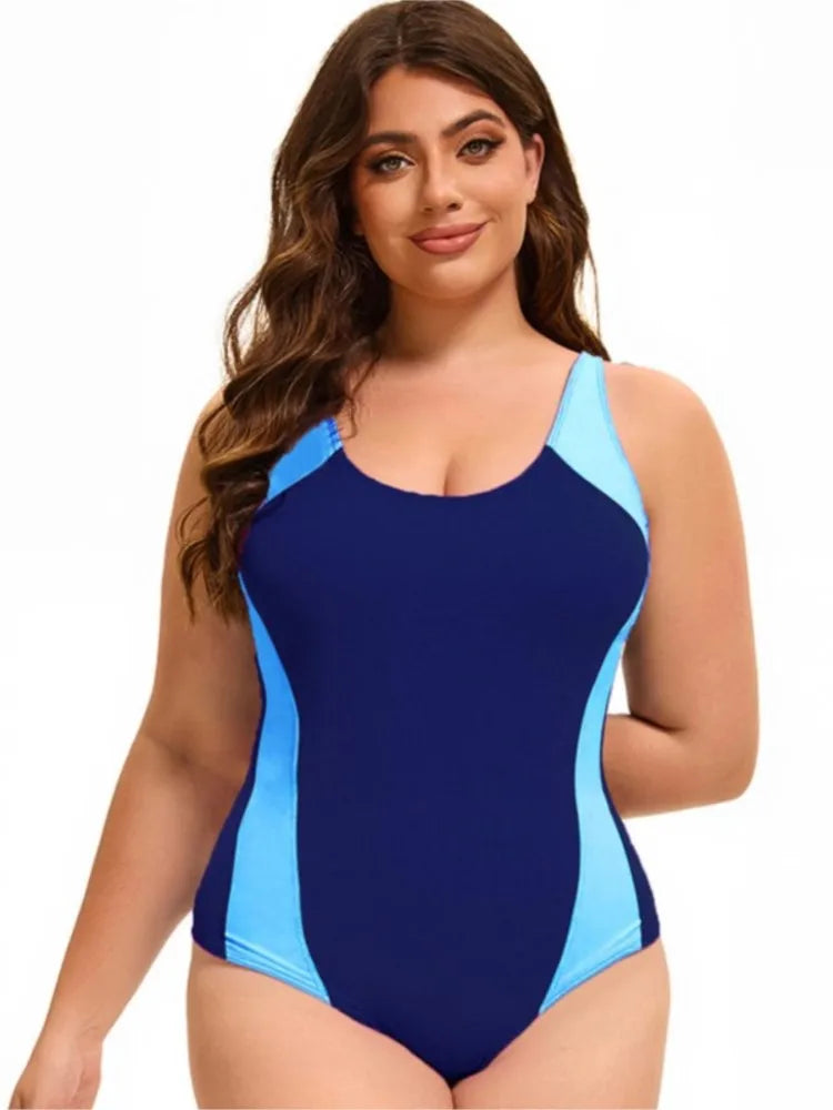 Women's Colour Block Cross Back Strappy One Piece Swimsuit