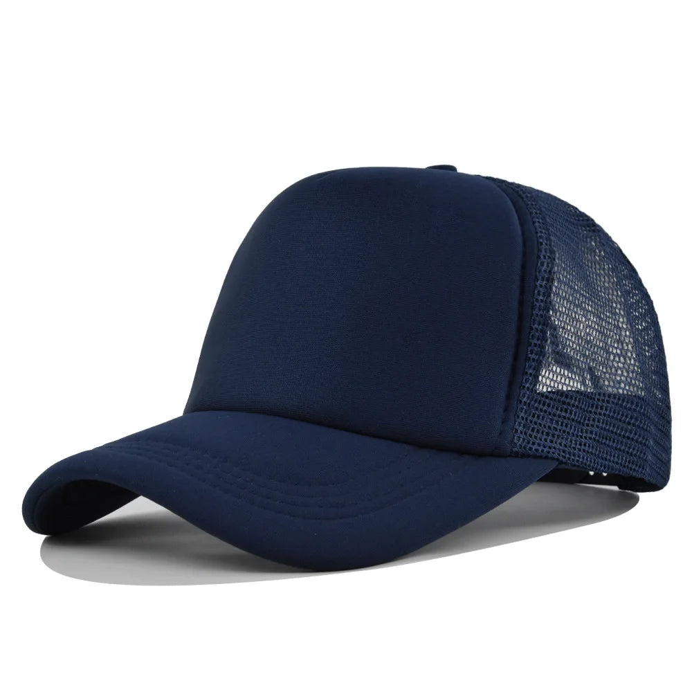 Plain Mesh Trucker Cap with Curved Brim Shape