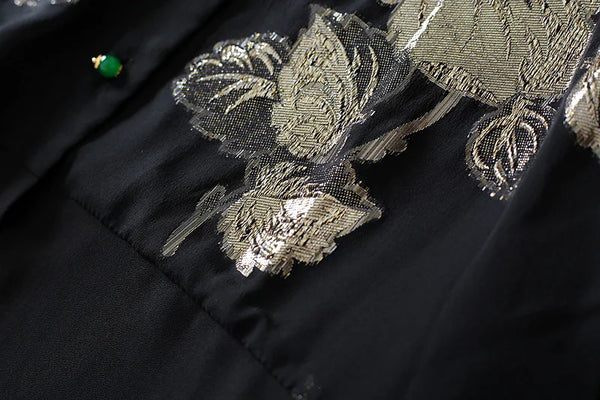 Woman Blouse Bright Silk Fashion Splicing Chiffon Single Breasted Embroidery Layered Slim Tops