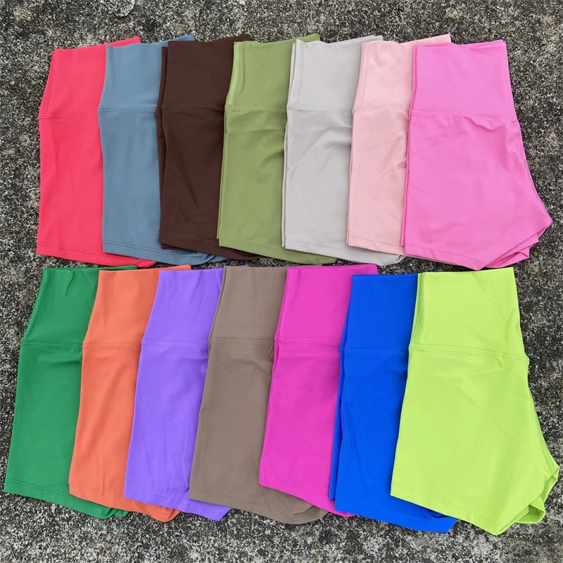Women's High Waist Nylon Blend Biker Shorts with Colour Options