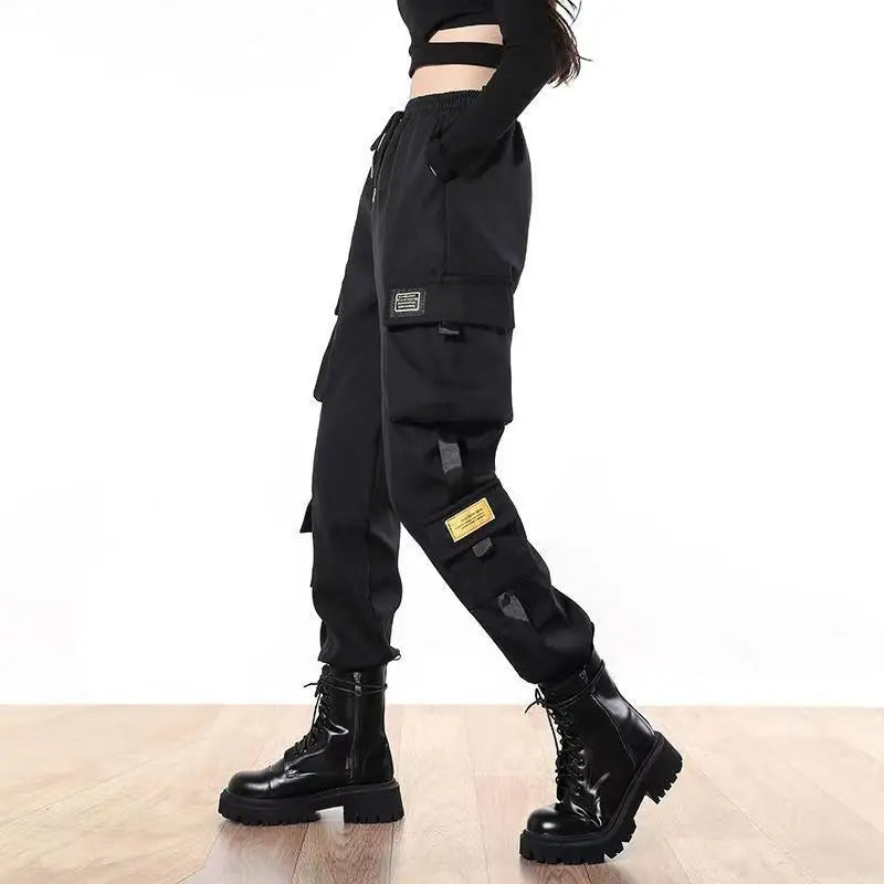 Women's Cargo Joggers with Contrast Panel and Strap Style Options