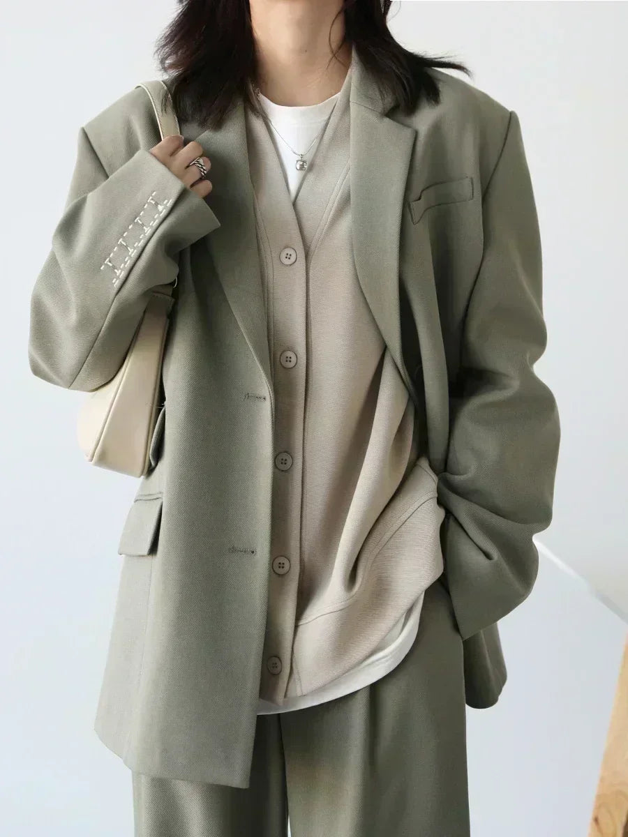 V Neck Long Sleeve Button Front Loose Casual Cardigan