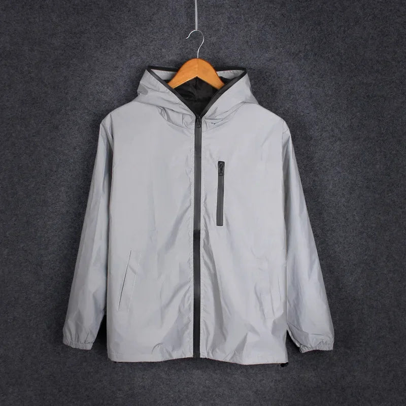 Hooded Long Sleeve Full Zip Casual Streetwear Jacket