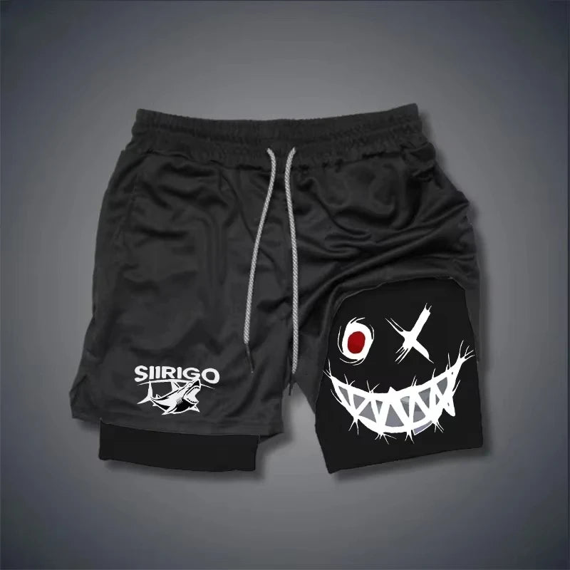 Men's Smiley Graphic Double Layer Shorts