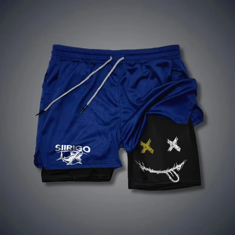 Men's Smiley Graphic Double Layer Shorts