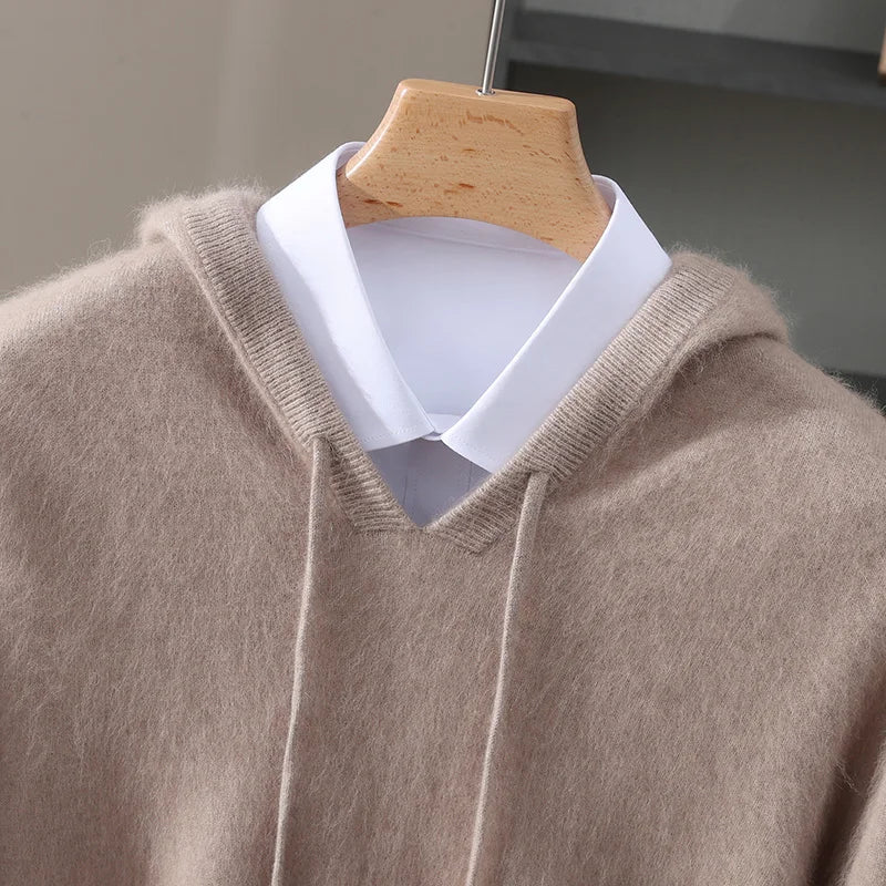 Men's Hooded Long-Sleeve Knit Pullover Sweater