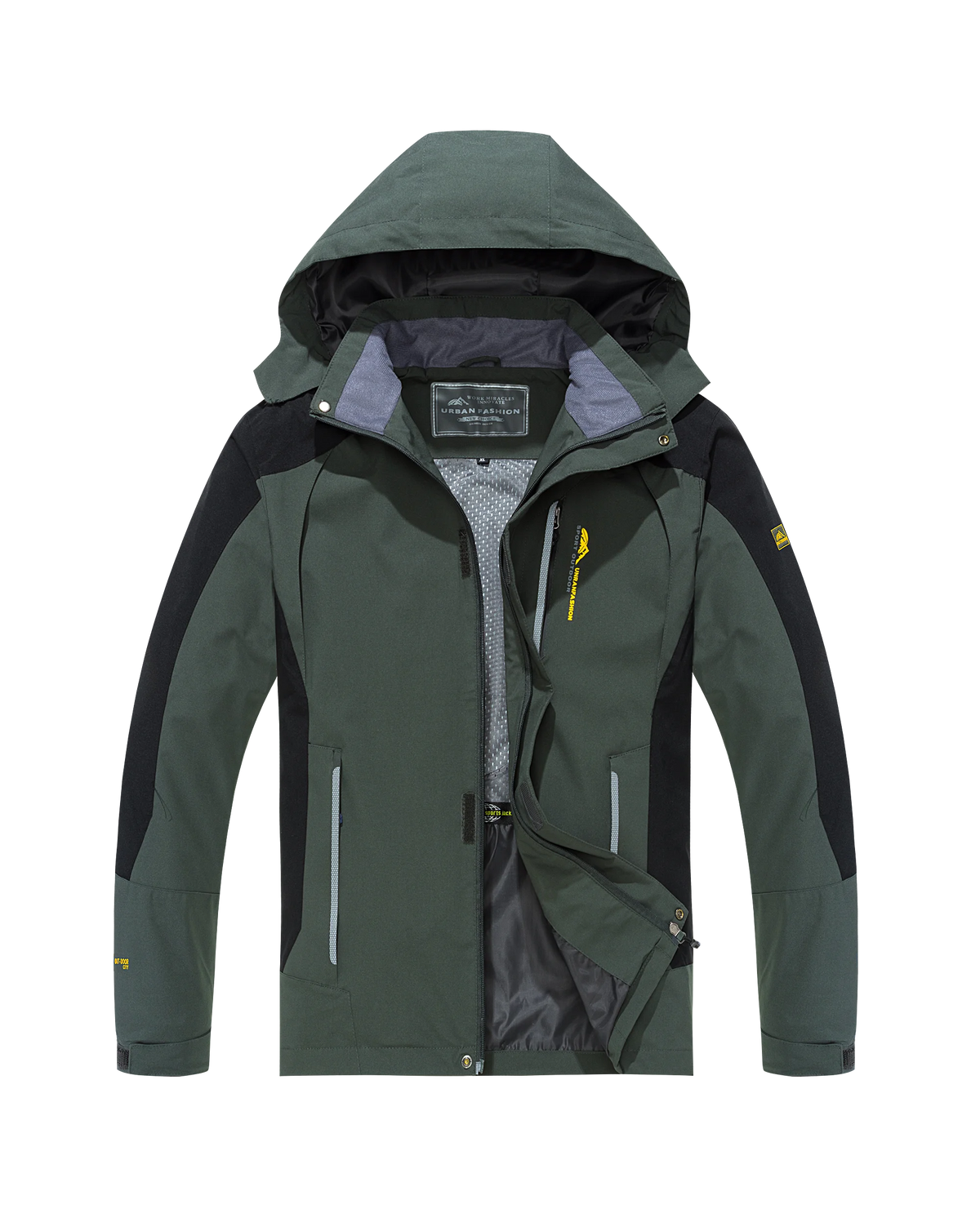 Men's Colour Block Hooded Zip Front Jacket