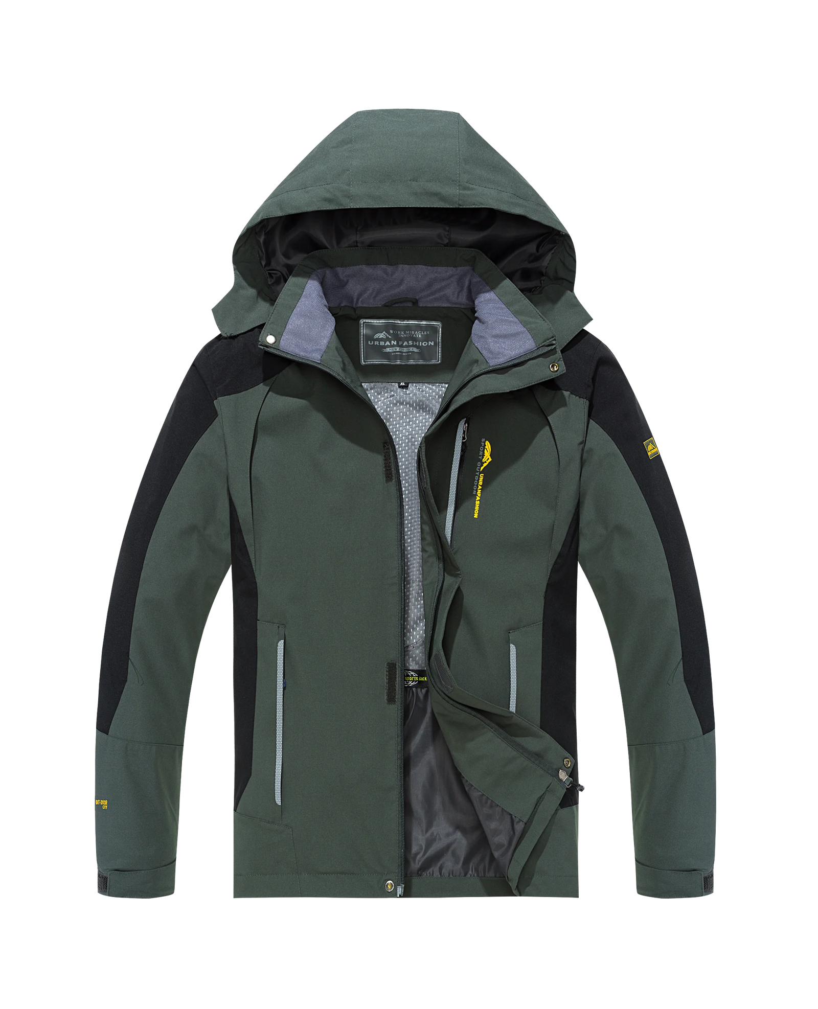 Men's Colour Block Hooded Zip Front Jacket