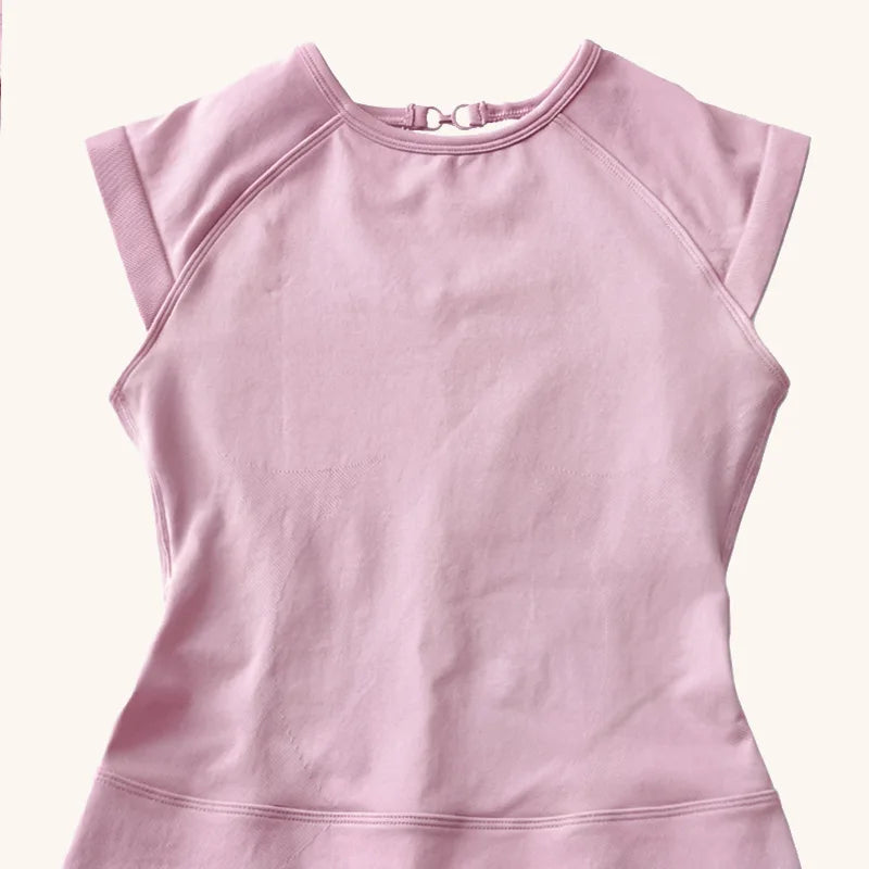 Women's Cap Sleeve Workout Romper with High Neck and Short Fitted Legs