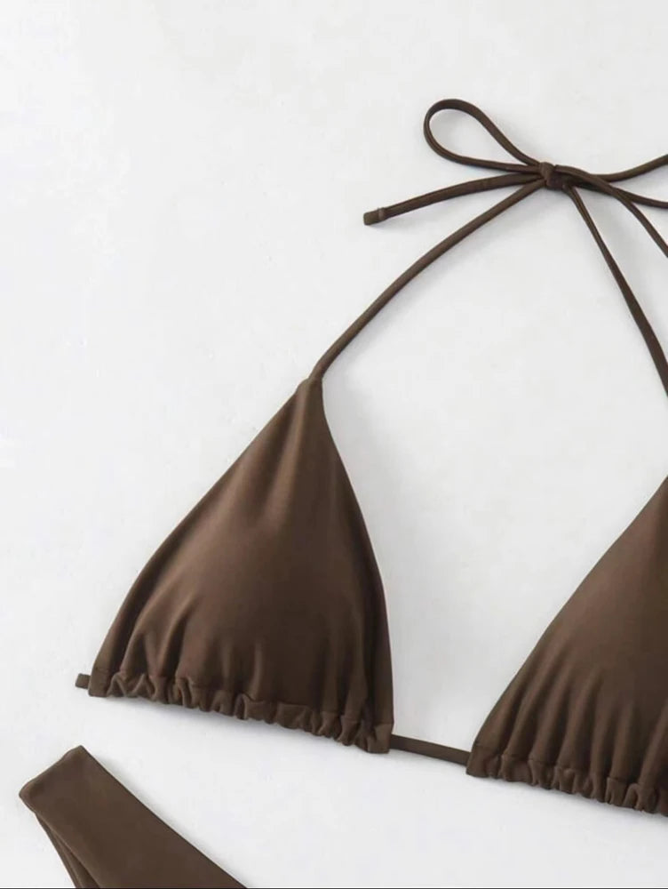 Solid Halter Tie Bikini