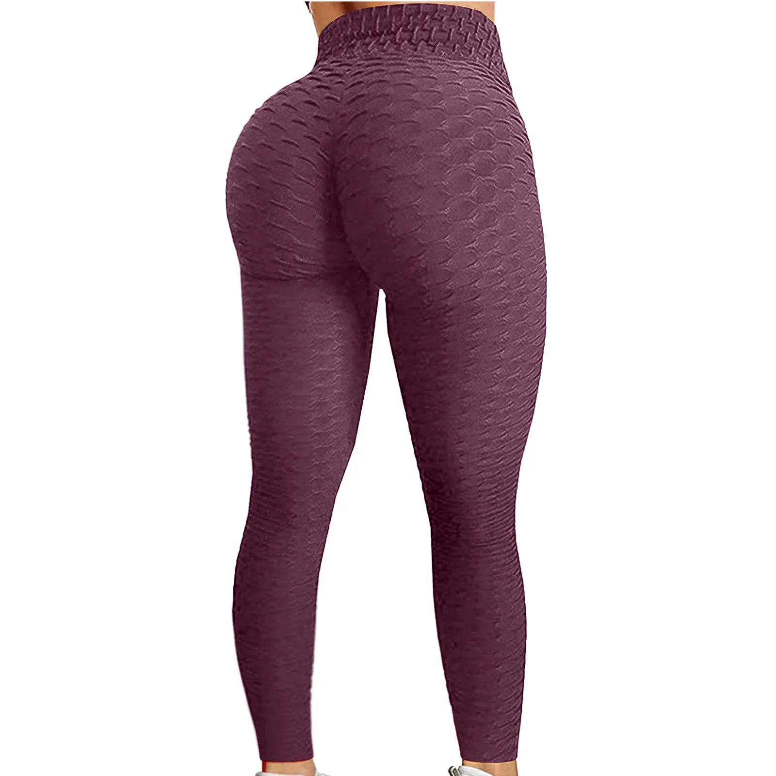 Women's Textured High-Waist Full-Length Yoga Leggings with Elastic Waistband for Everyday Workouts