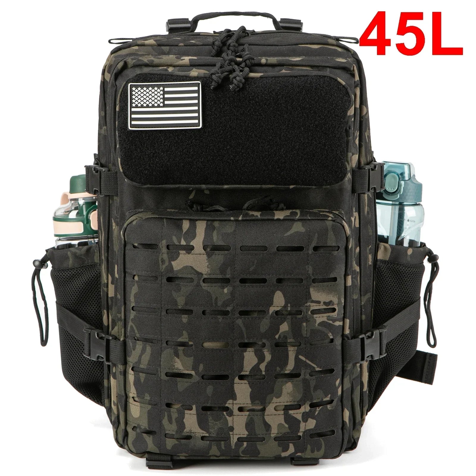 Tactical Backpack with Front Webbing and Separate Size-Labelled Colour Options