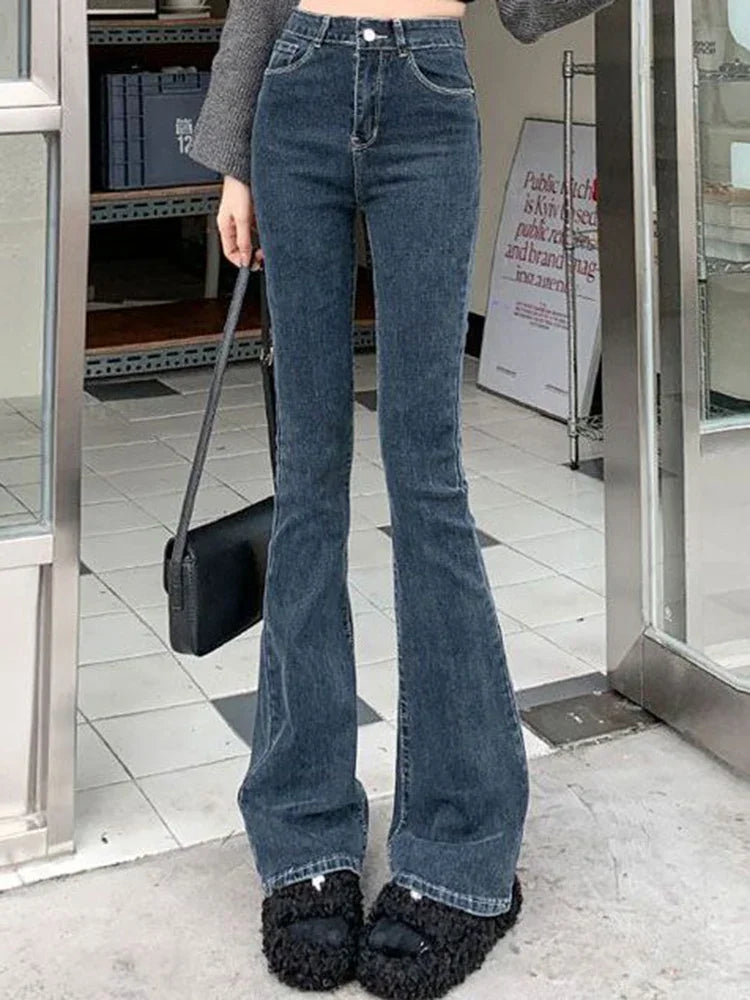 Women's Blue Bootcut High Waist Denim Jeans For Everyday Outfits