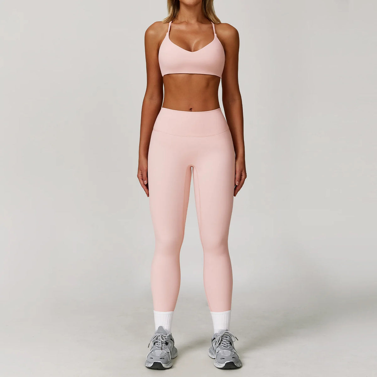Women's Zip Layer Bra And Leggings Yoga Set
