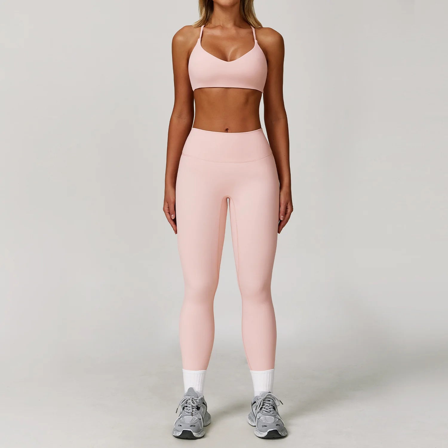 Women's Zip Layer Bra And Leggings Yoga Set