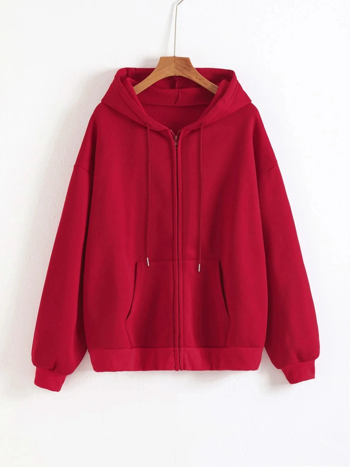 Long Sleeve Full Zip Casual Hooded Sweatshirt for Layering