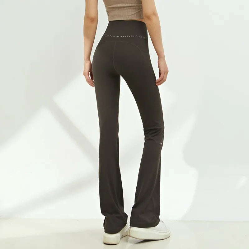 Women's High V Waist Nylon Blend Flared Workout Pants for Yoga