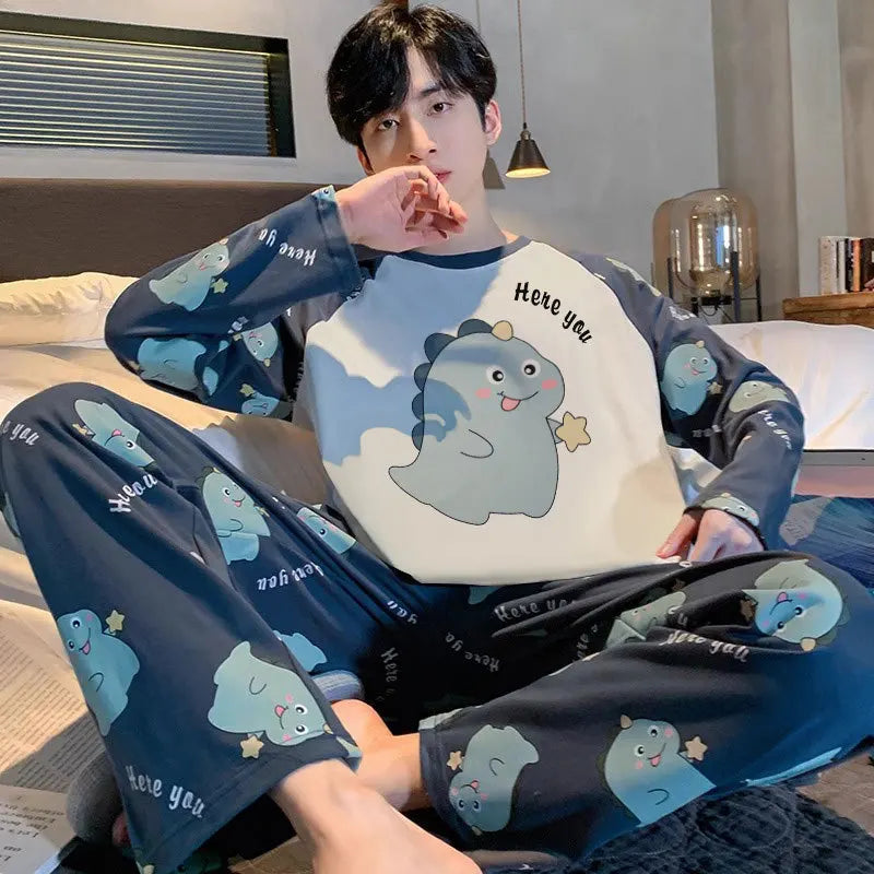 Men's Graphic Long Sleeve Top and Pants Pajama Set
