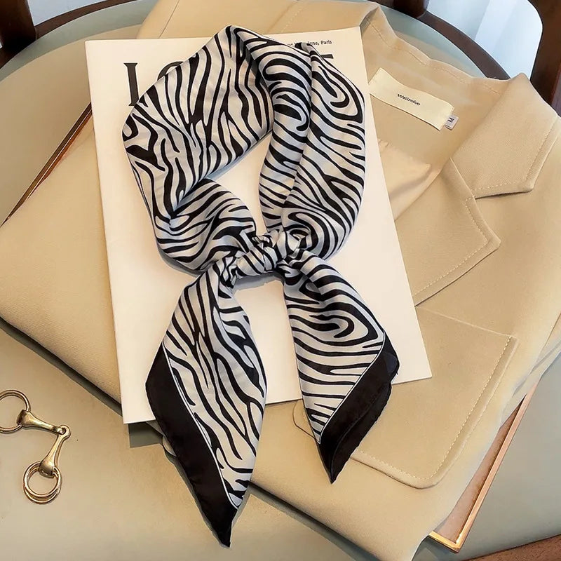 Chain Print Square Scarf with Decorative Border Designs