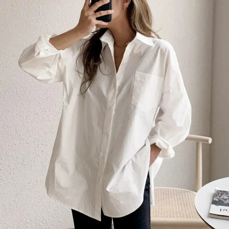 Women's Fitted Long Sleeve Shirt with Back Tie
