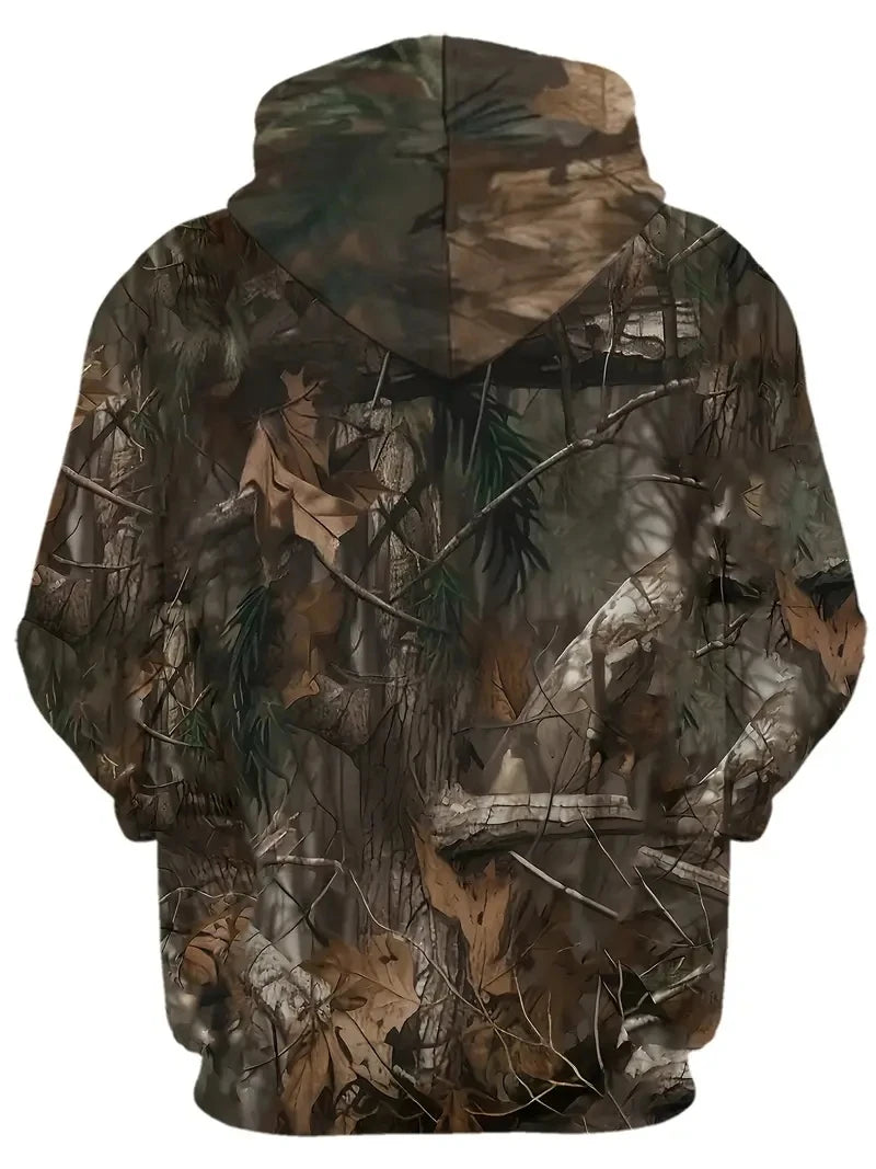 Leaf Camouflage Long-Sleeve Pullover Hoodie
