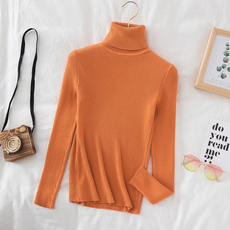Women's Ribbed Mock Neck Long Sleeve Sweater Casual Knit Layer