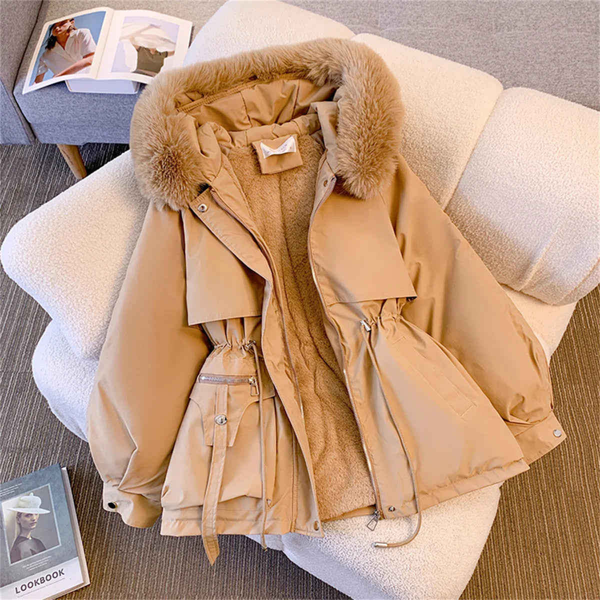 Women's Hooded Drawstring Zip-Front Jacket