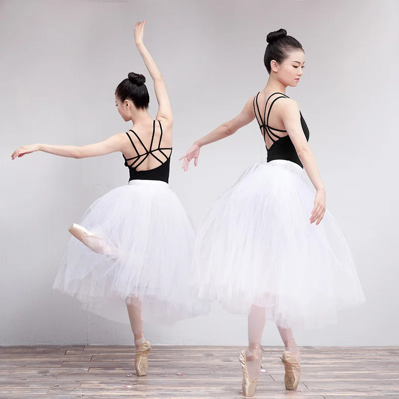 White Ballet Tutu Skirt with Elastic Waist and Attached Briefs