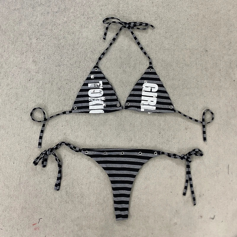 BRAT Rhinestone Graphic Bikini