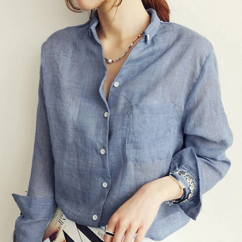 Women's Collared Long Sleeve Shirt