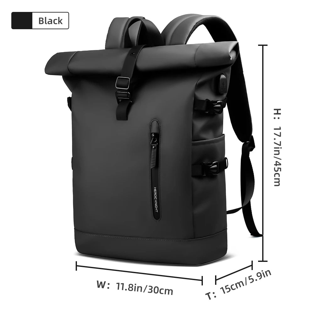 Roll-Top Laptop Backpack with Buckle Closure and Contrasting Panel Options