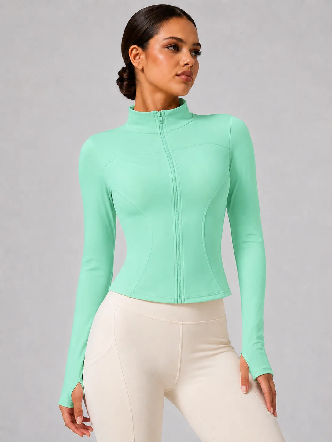 Women's Full-Zip Yoga Jacket with Thumbholes