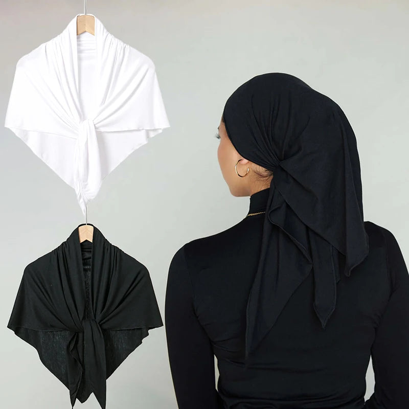Solid Triangle Head Scarf with Tie Back Styling