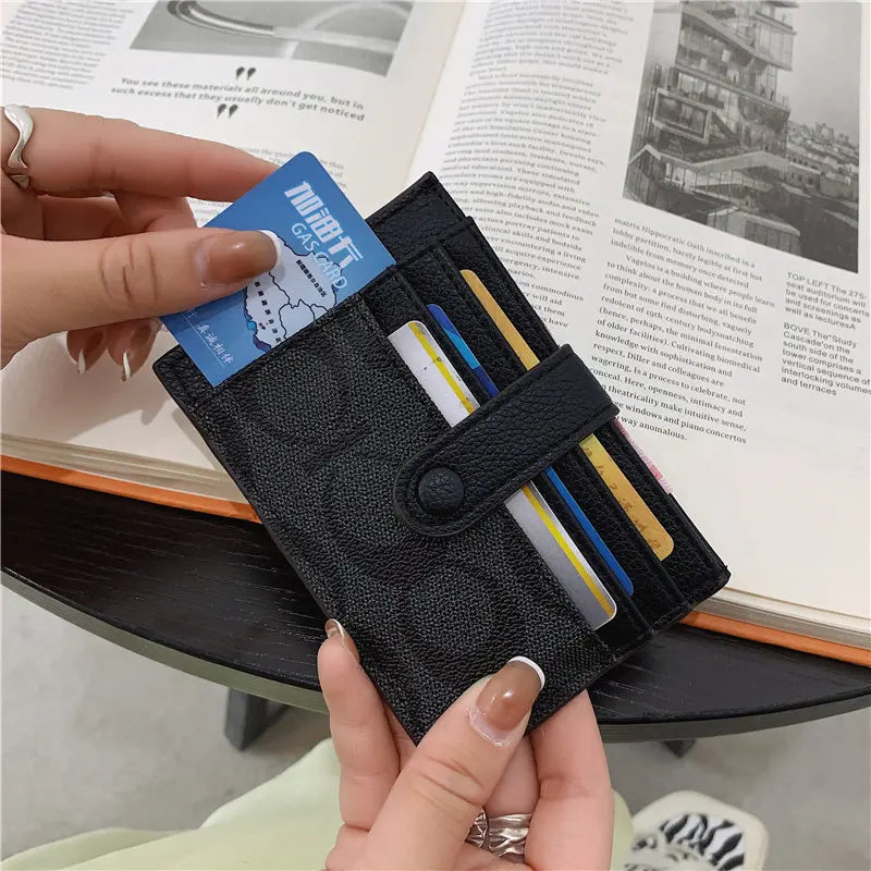 Slim Card Wallet with Snap Tab and Slot Compartments