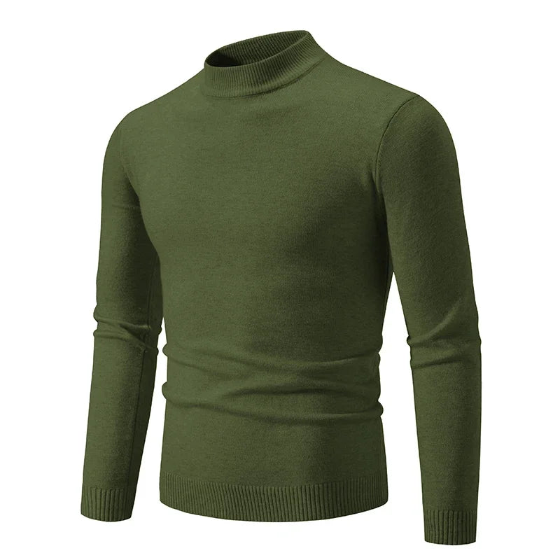 Men's Mock Neck Long Sleeve Knit Sweater