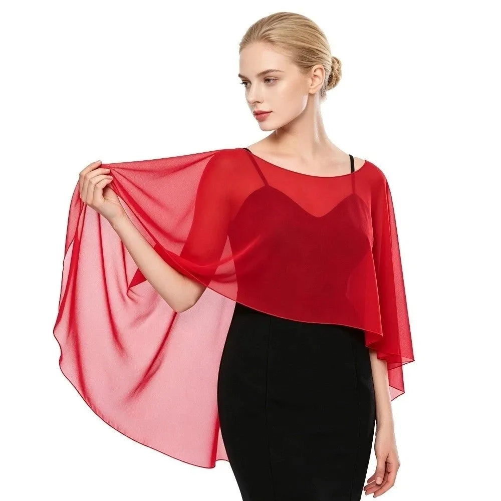 Sheer Batwing Drape Cape for Layering over Outfits