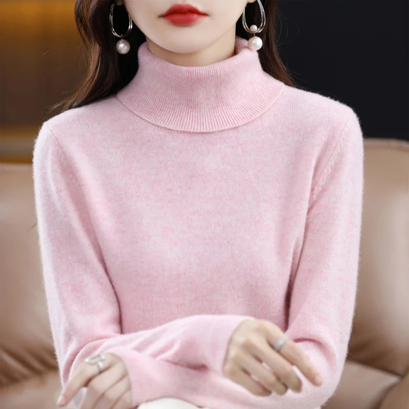 Women's Mock Neck Long Sleeve Sweater Casual Knit Layer