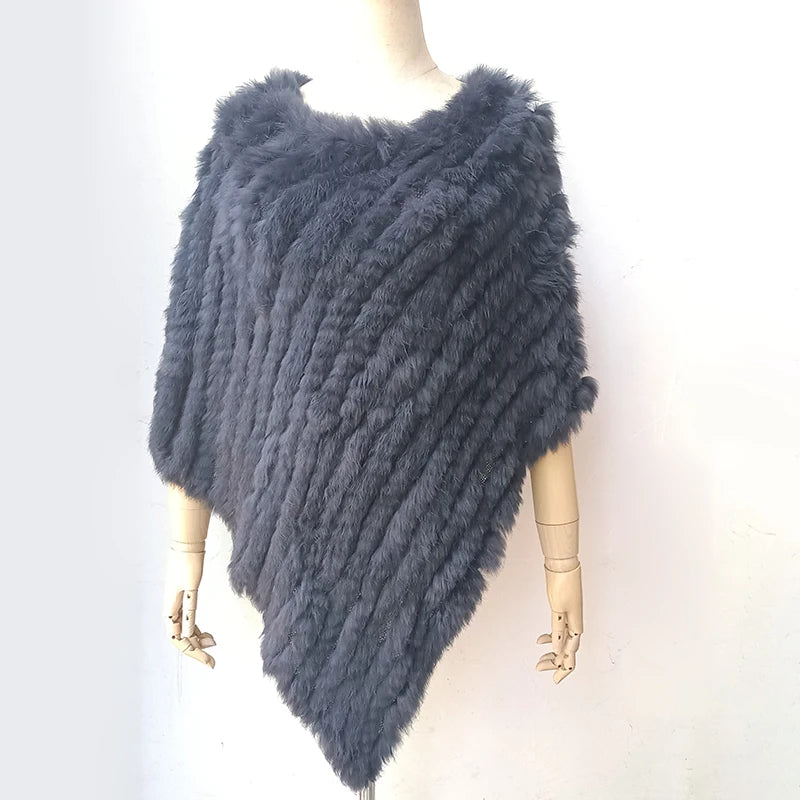 Textured Pointed Hem Poncho for Layering over Outfits