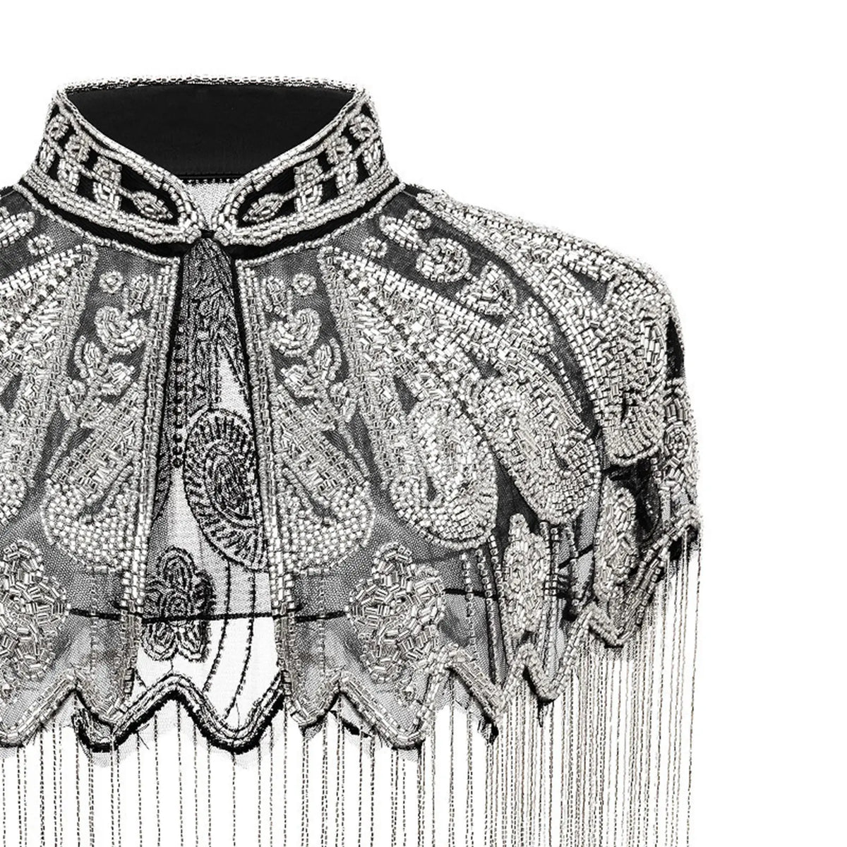 Beaded Long Fringe Cape for Layering over Outfits