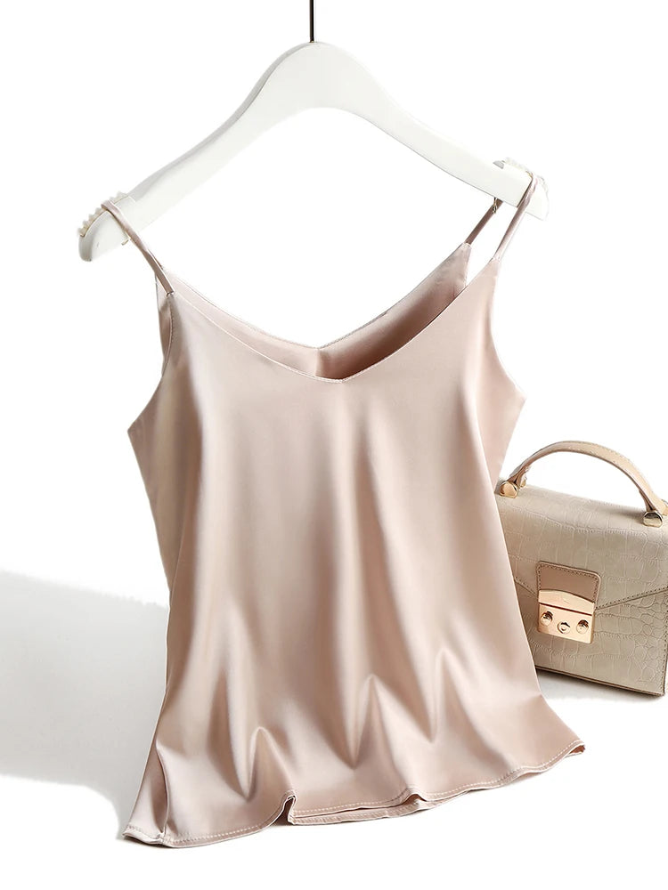 Women's V-Neck Camisole with Thin Shoulder Straps and a Relaxed Drape