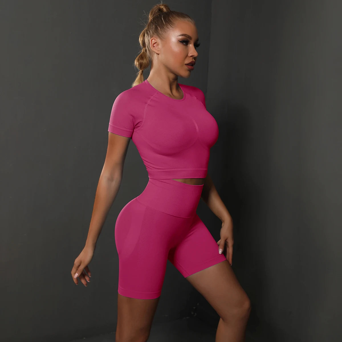 Women's Crop Top And Shorts Yoga Set For Workout Outfits