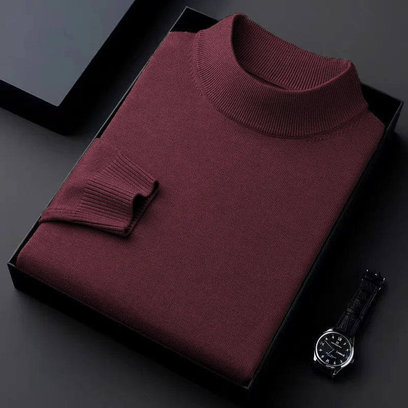 Men's Mock Neck Long Sleeve Knit Sweater