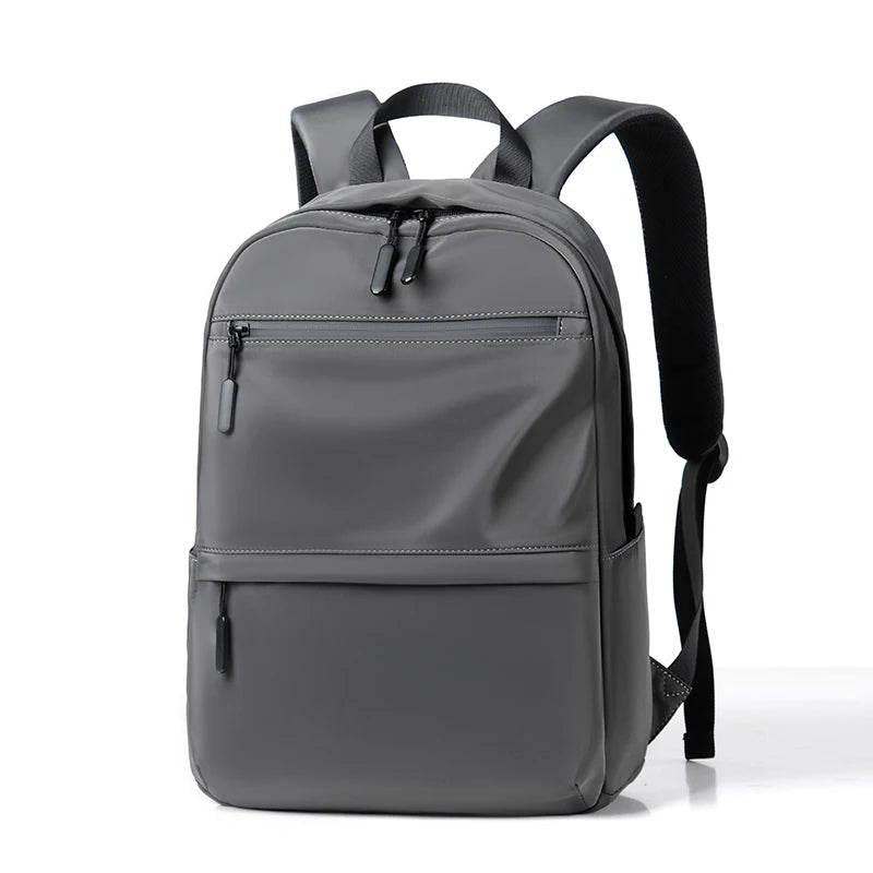 Solid Colour Student Backpack with Front Zippers and Carry Handle