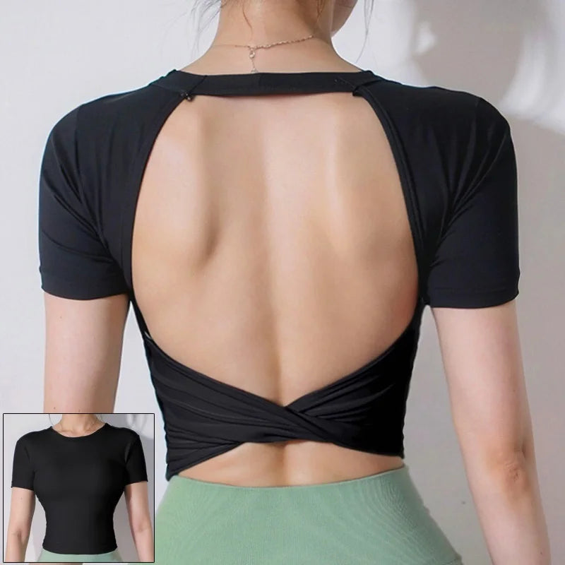 Women's Open-Back Long-Sleeve Workout Top