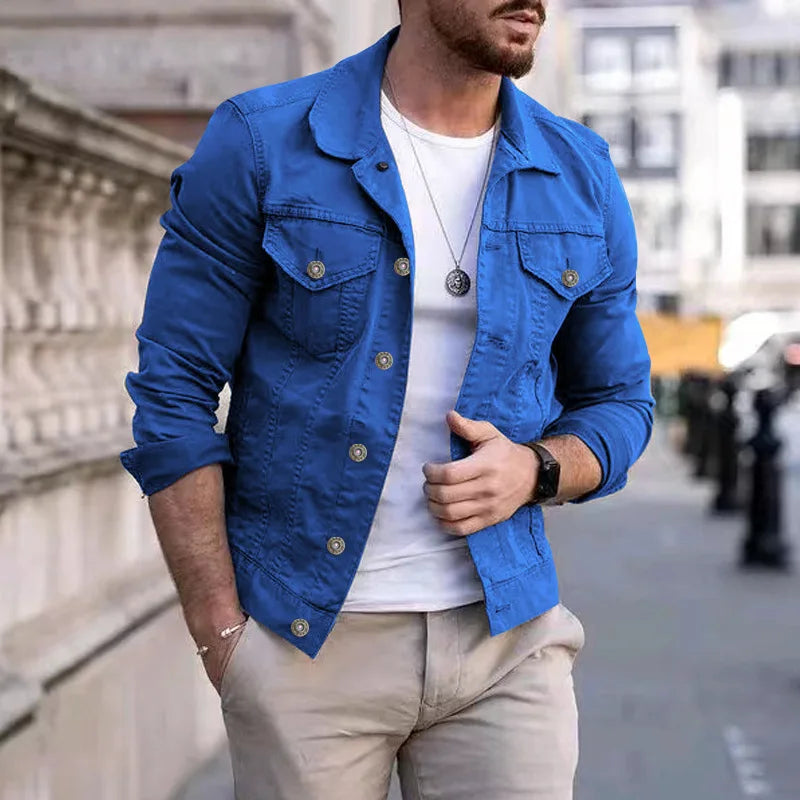 Long Sleeve Button Front Casual Denim Streetwear Jacket