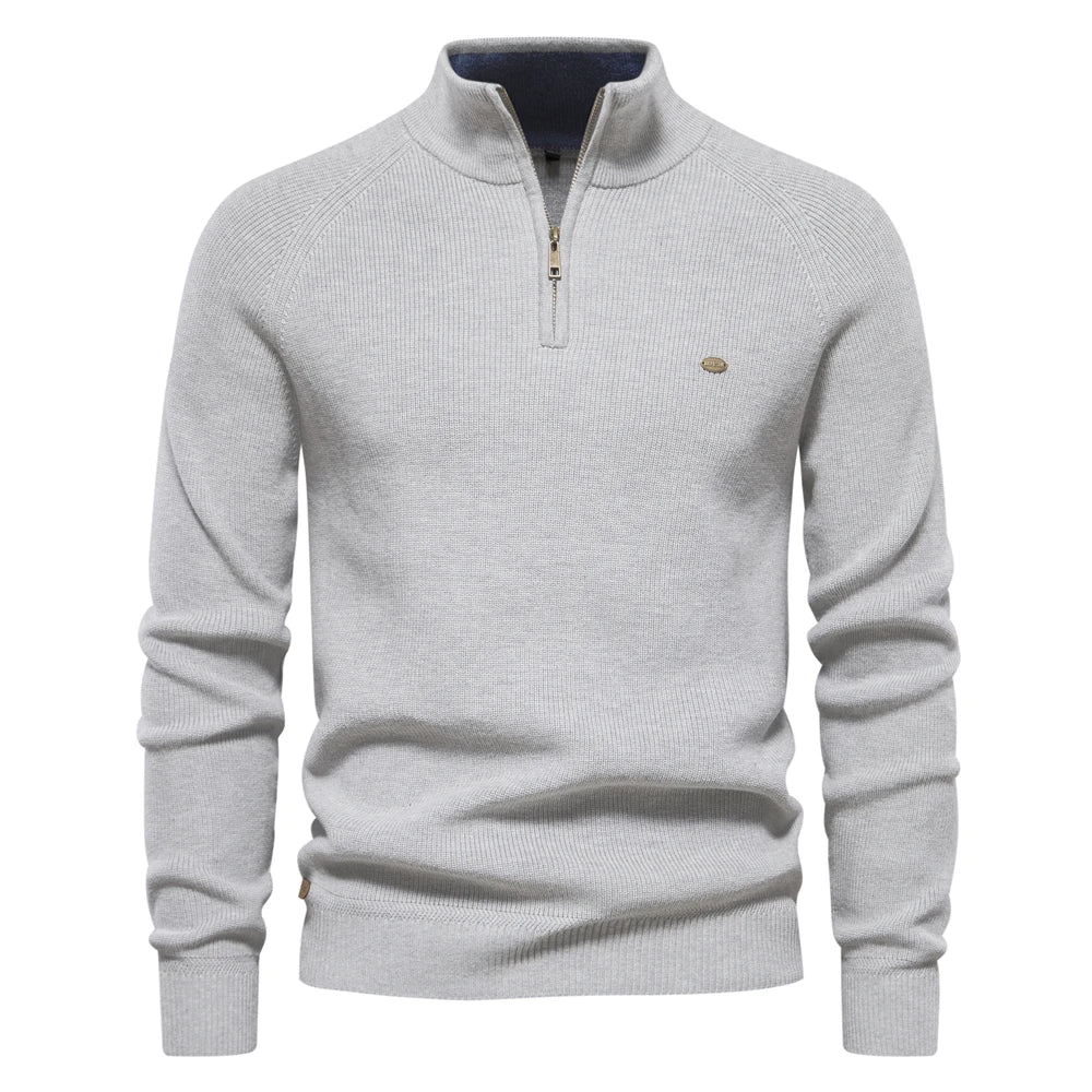 Men's Quarter Zip Long Sleeve Knit Sweater