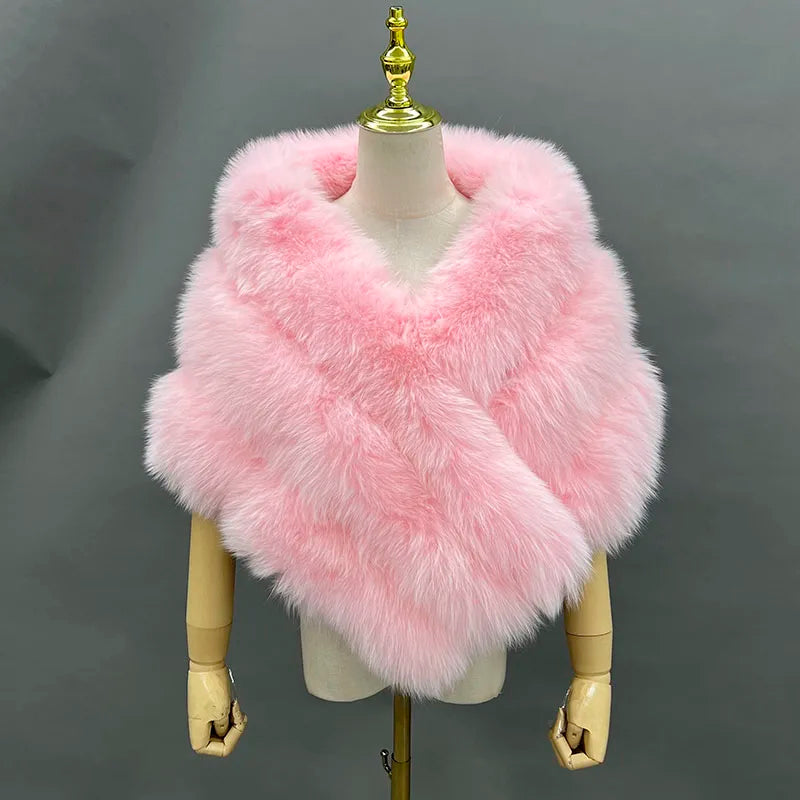 Plush Cross Front Wrap Cape for Layering over Outfits