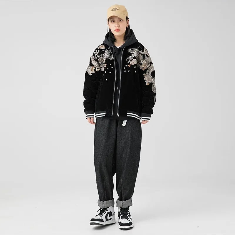 Long Sleeve Casual Streetwear Jacket with Front Closure and Pockets