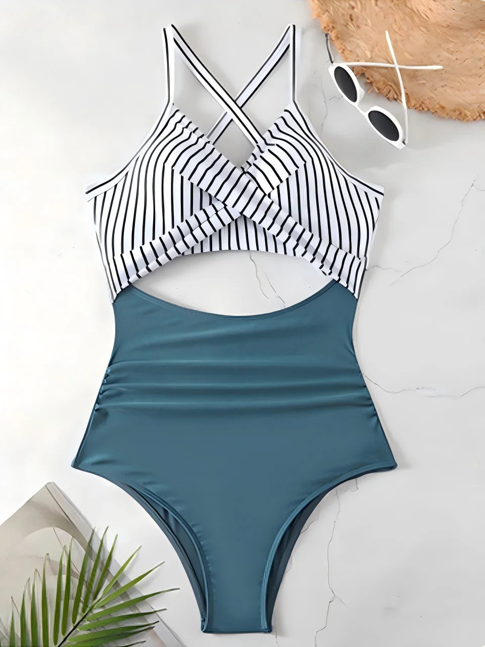 Ruched Solid One-Piece Swimsuit