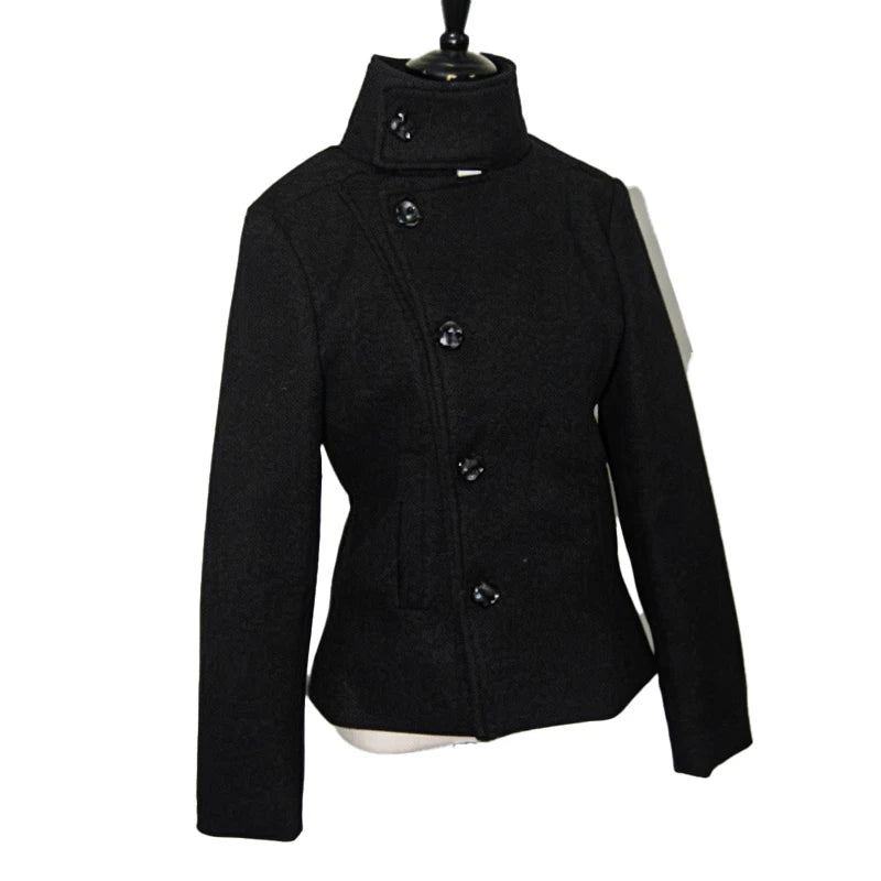 Long Sleeve Casual Coat with Extended Hem and Front Closure